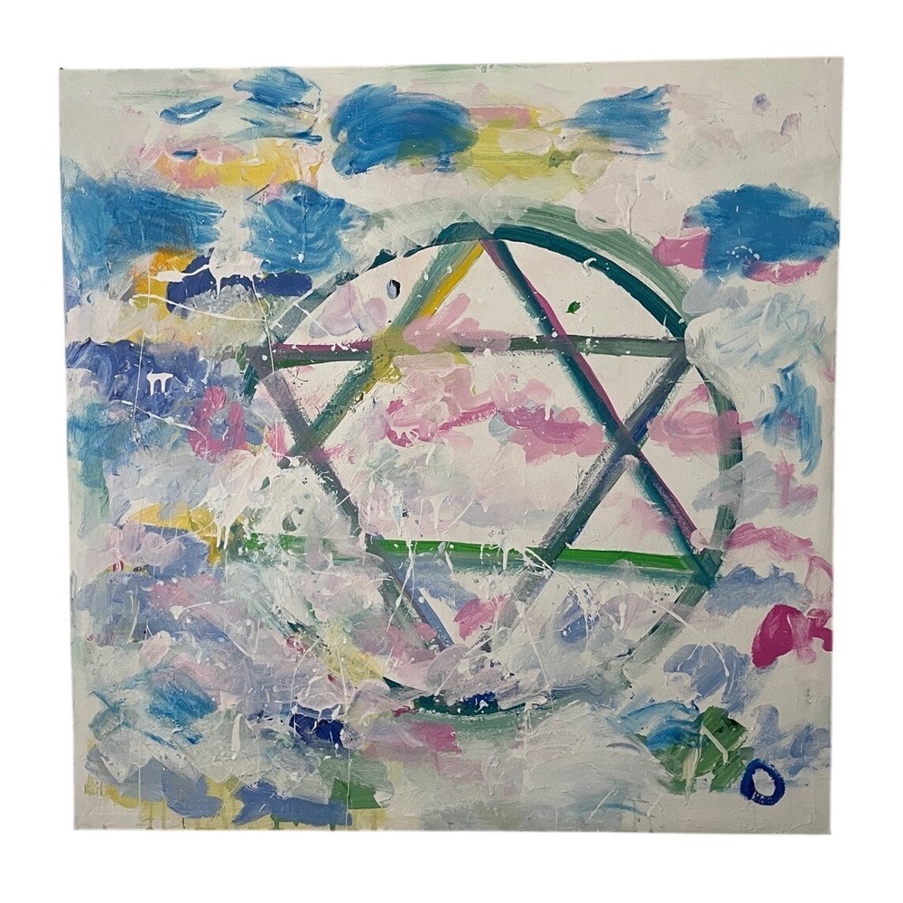 Oman Hosea Original Abstract Painting Geometric Star of David Canvas Art 35x35